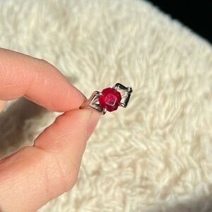 Silver & Ruby Tone Ring